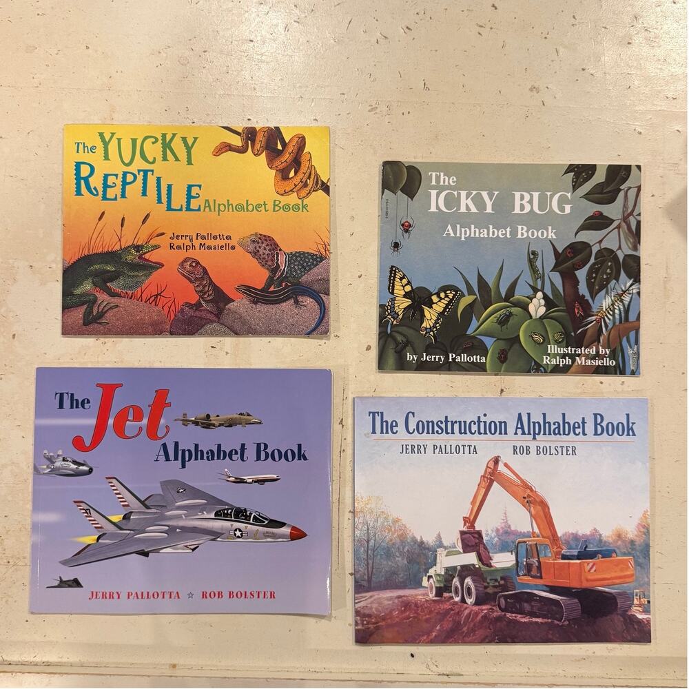 Lot 4 Jerry Pallotta ABC Alphabet Books Yucky Reptile Jet Construction Icky Bug